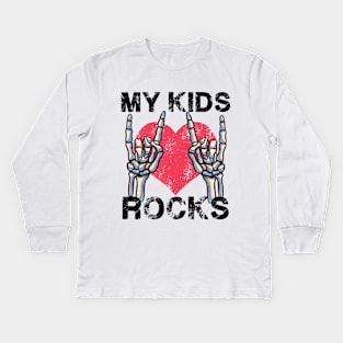 My Kids Rocks Let's Rock Mother Vintage Retro Father Concert Kids Long Sleeve T-Shirt